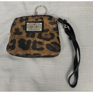 Cheetah Print Small Wristlet Wallet with Keychain,‎ By Nicole Miller